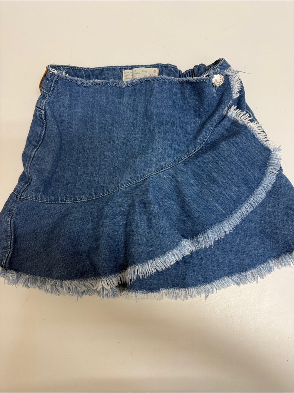 Zara Denim Mini Skirt with Frayed Hem - Blue